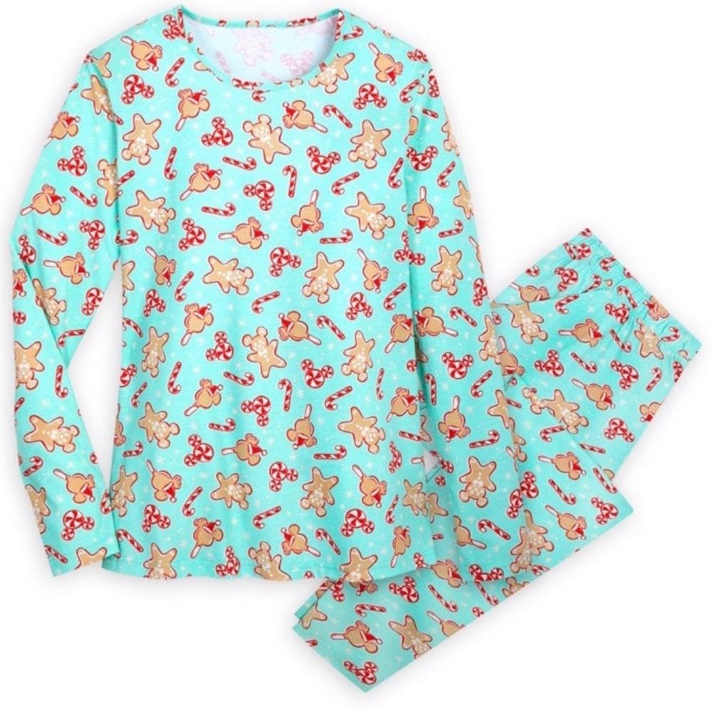 Disney Gingerbread Candy Cane Mickey Mouse Adult Pajamas Womens 3X Christmas NEW